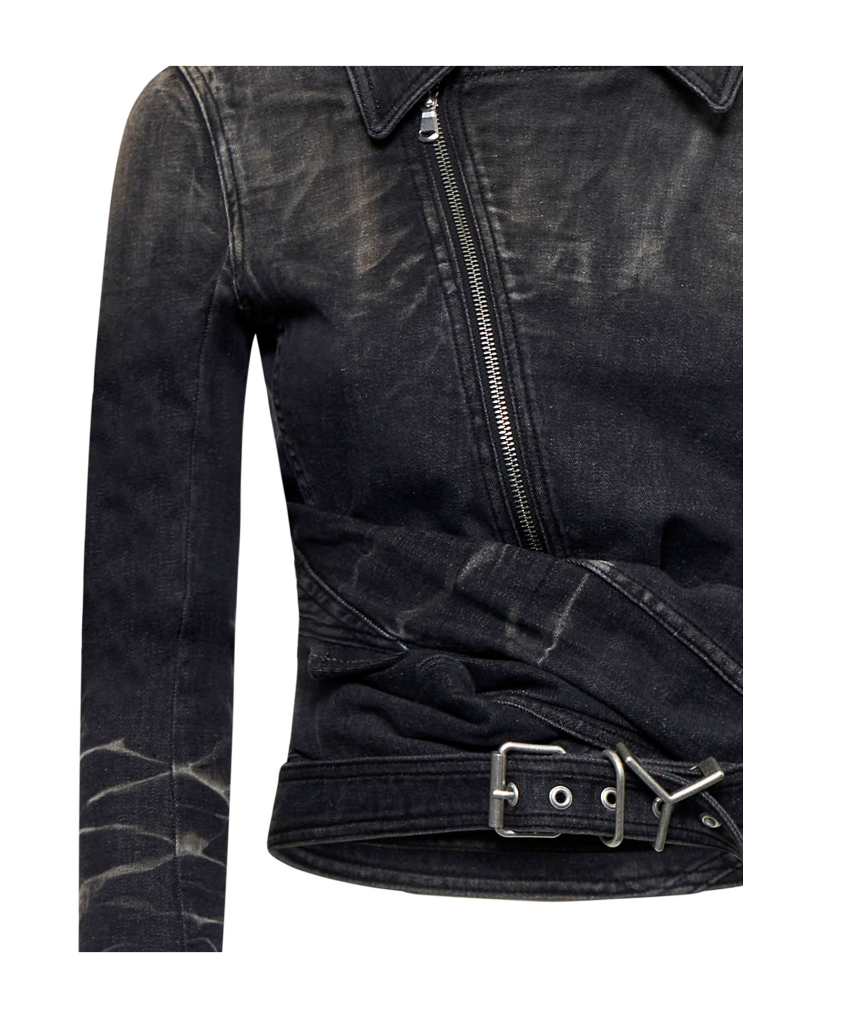 Y/project Wrap-around Fitted Denim Jacket In Black