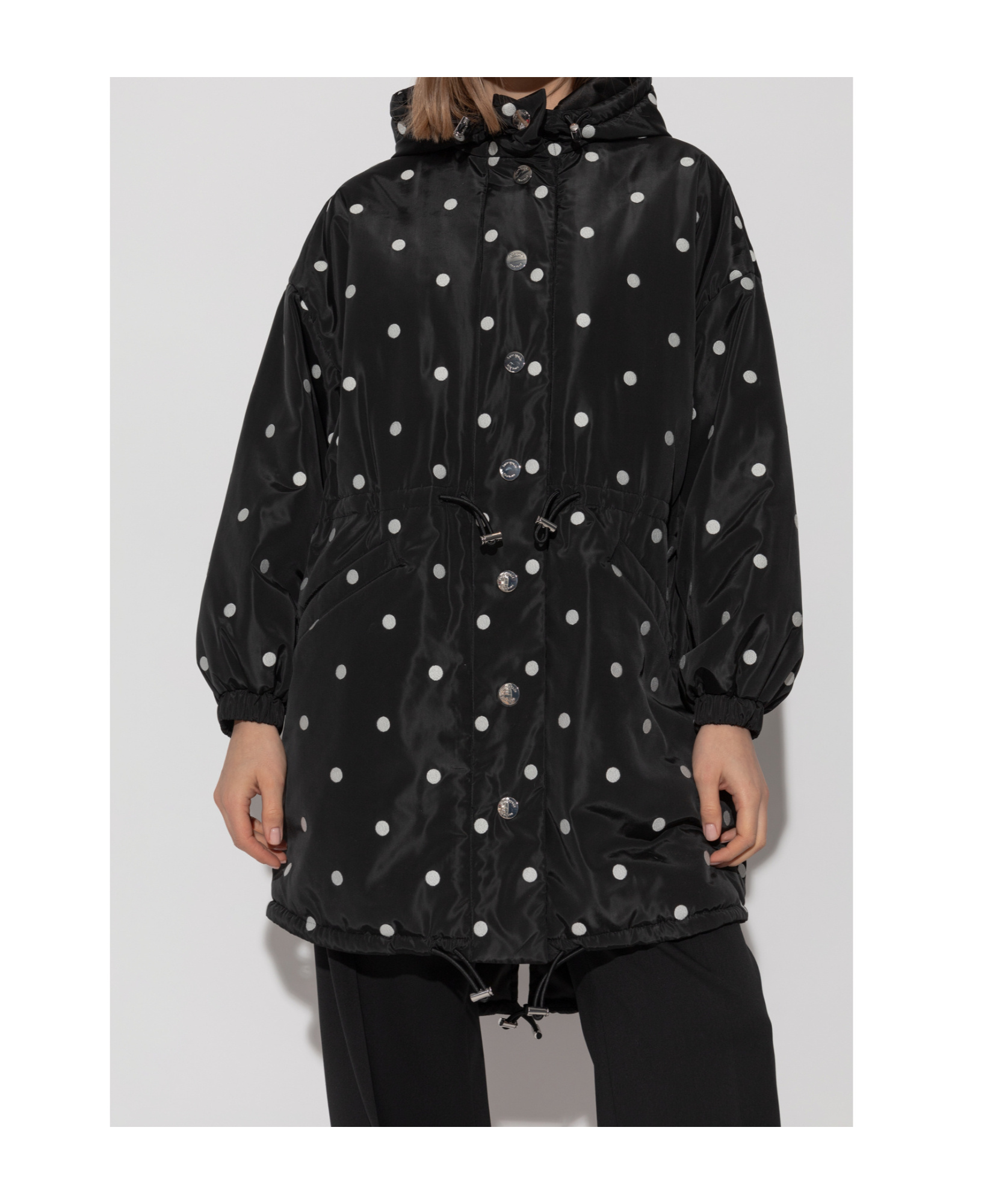 Shop Kate Spade Polka Dot-print Parka Coat In Black