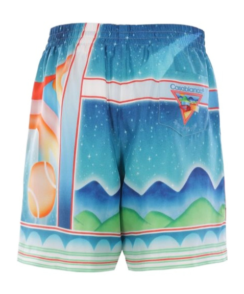 Casablanca Silk Galaxy Court Print Shorts In Multi