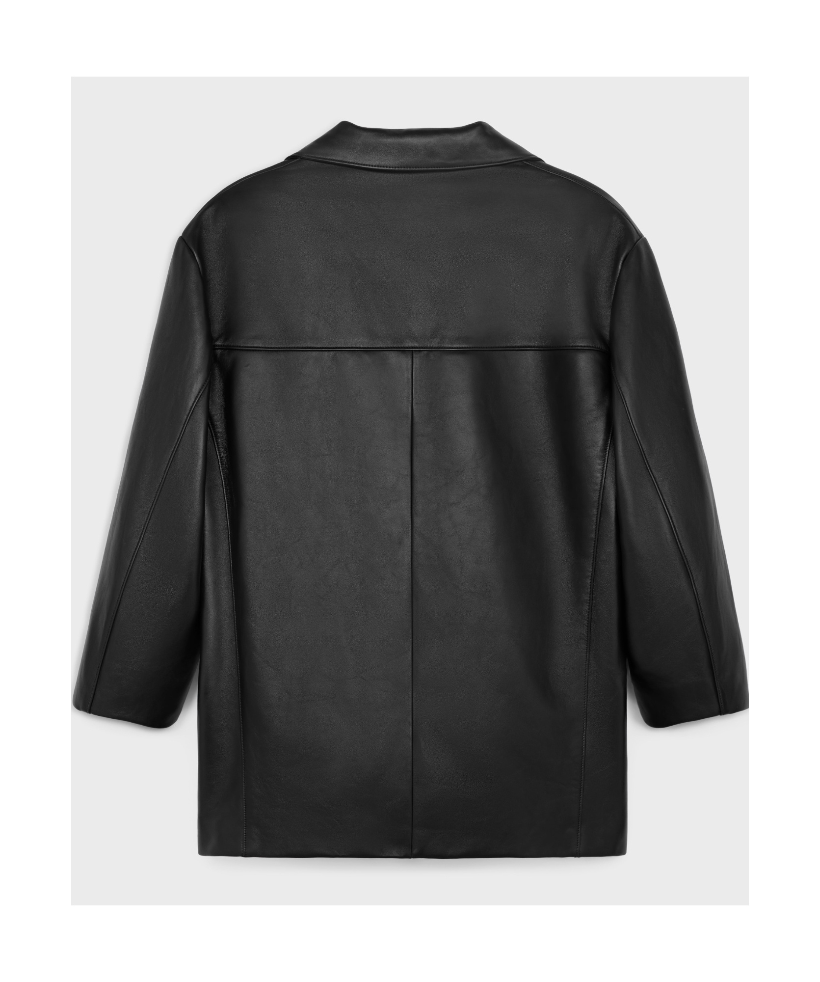 Celine Lapel Long Sleeve Coat In Black