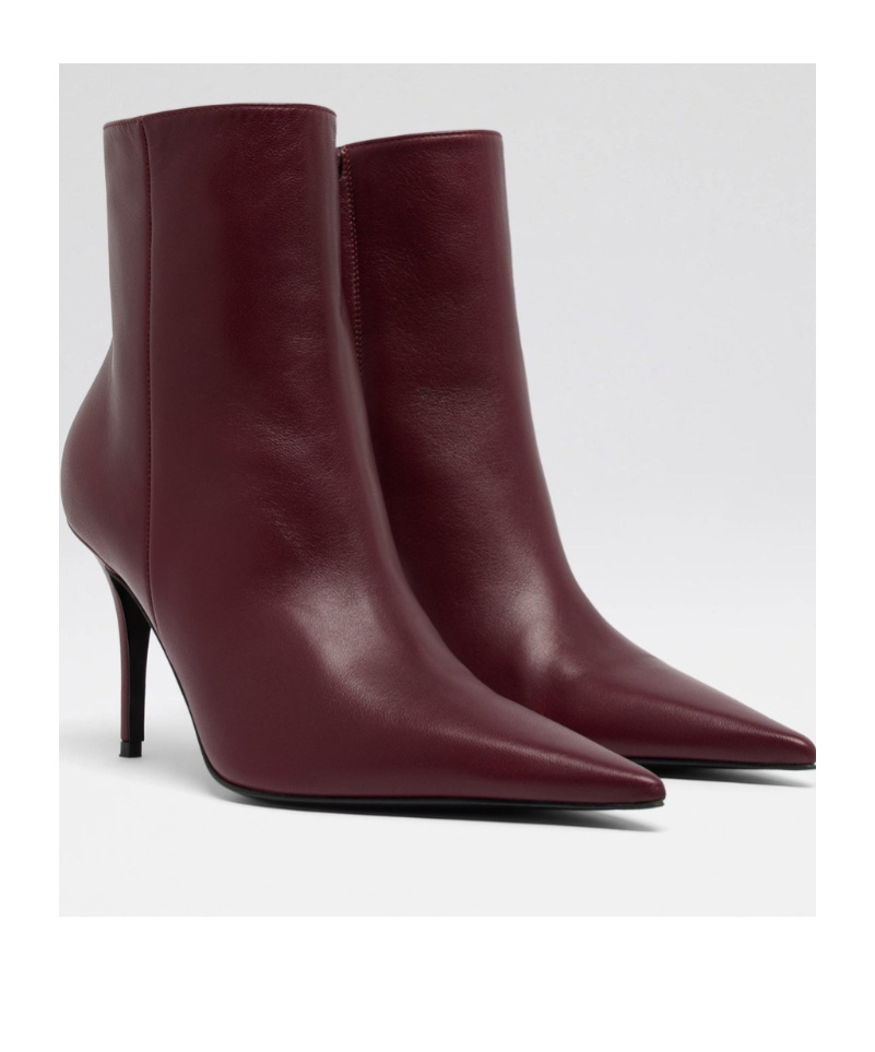Amina Muaddi Barbara 90 Leather Ankle Boots In Burgundy