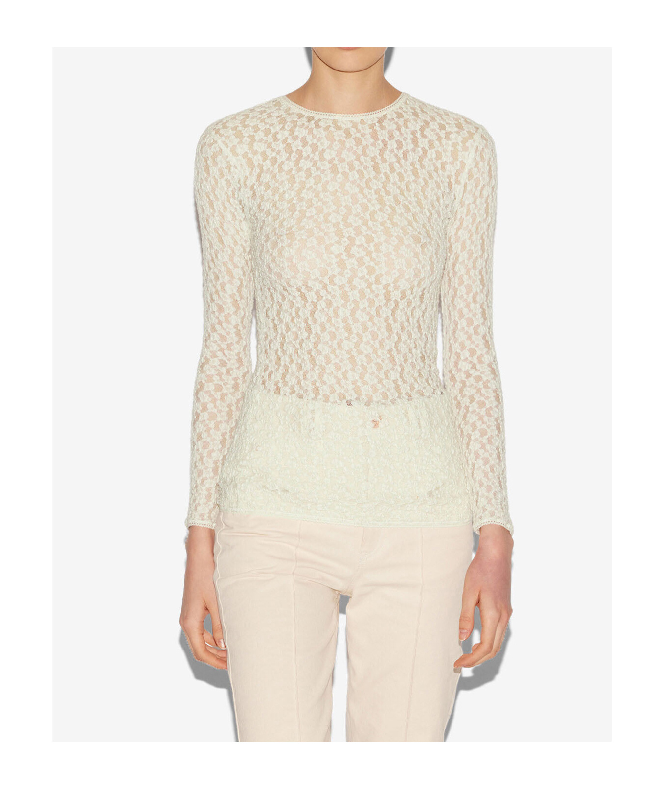 Isabel Marant Gaelle Long-sleeve Lace Top In White