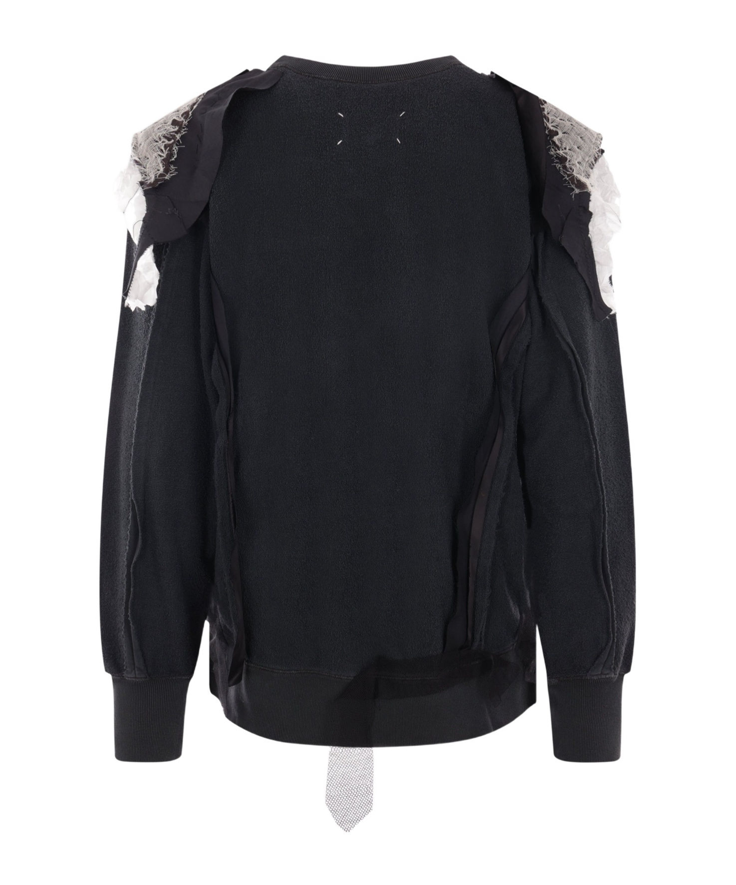 Maison Margiela Ruffled Sweatshirt Featuring Contrasting Stitching In Black