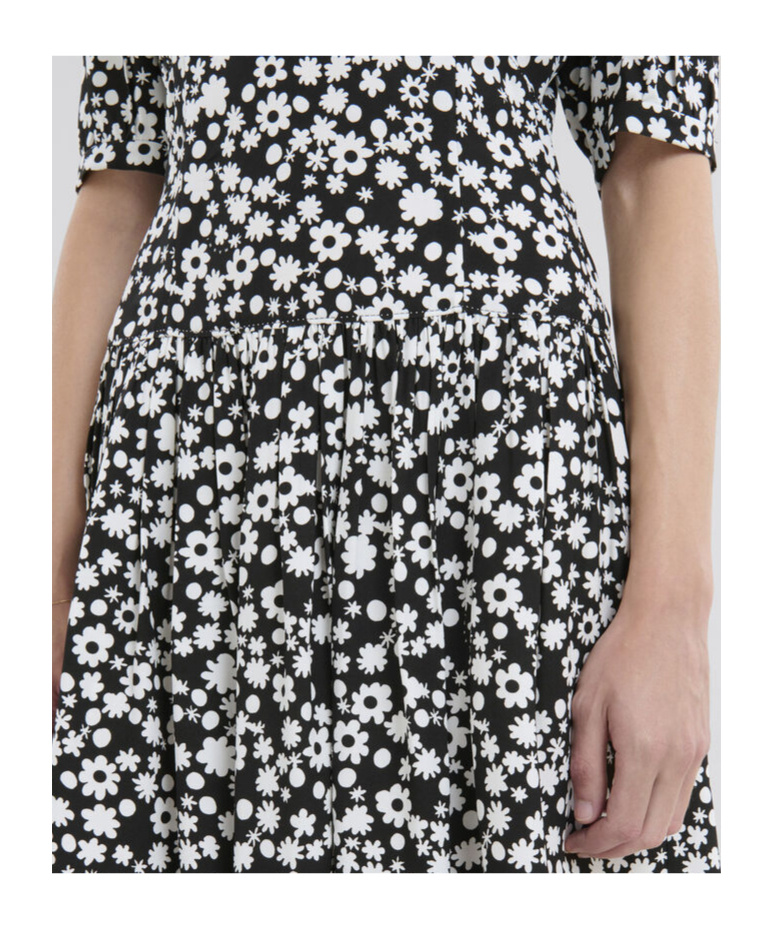 Marni Printed Gathered Mini Dress In Black