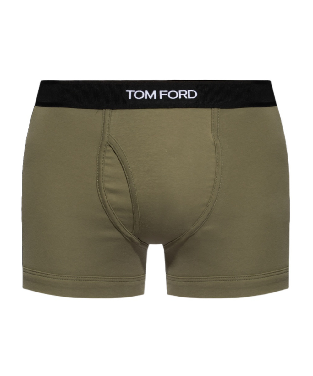 Tom Ford Logo-waistband Stretch-cotton Boxers In Green