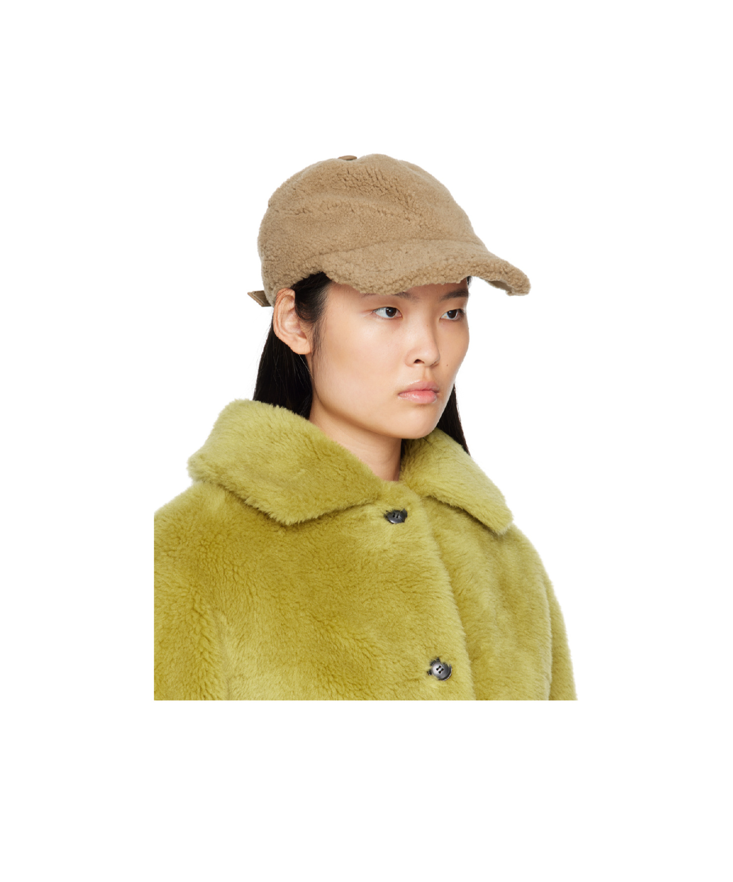 Yves Salomon Curly Baseball Cap In Nude