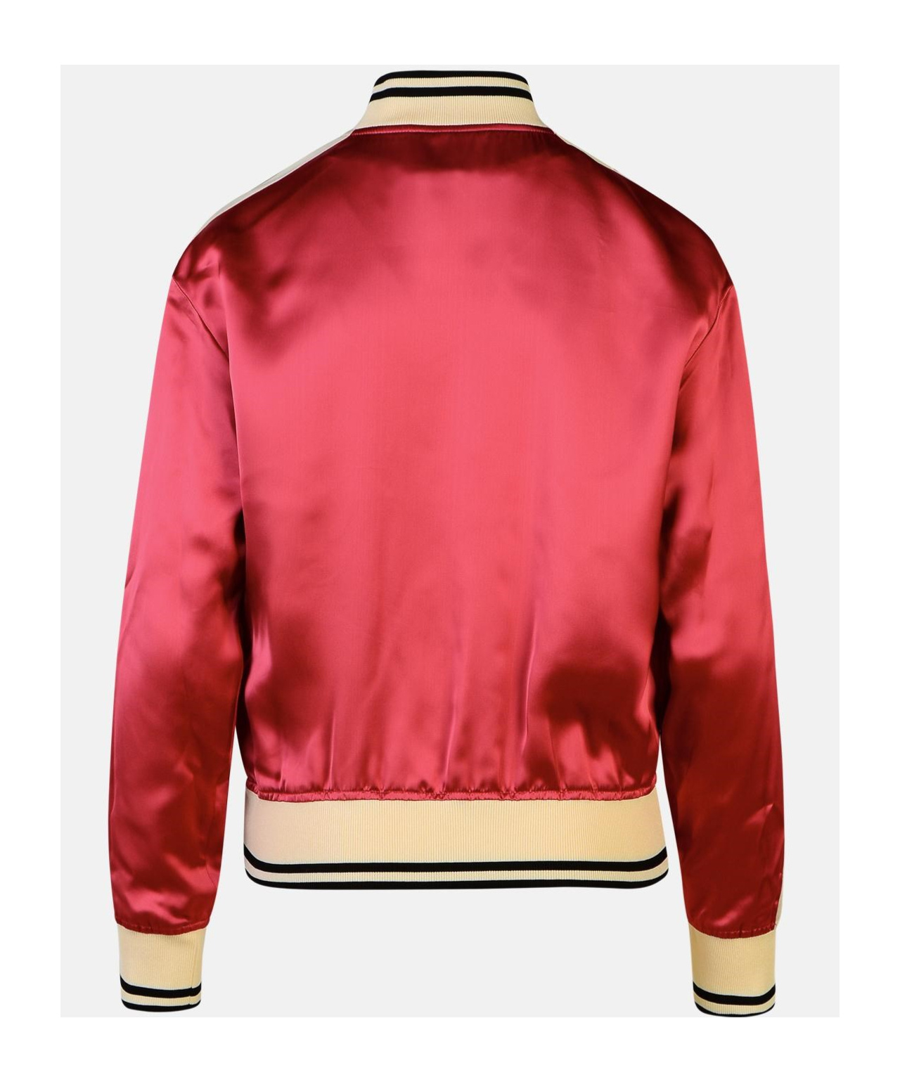Shop Palm Angels Logo Printed Zipped Bomber Jacket In Red