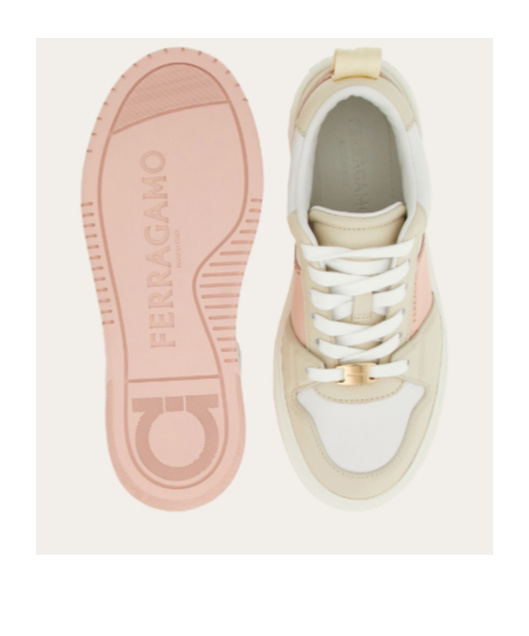Ferragamo Logo Lacing Skateboard Sneakers In Nude
