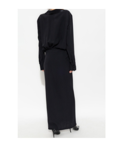 Attico Wrap-front Split Dress In Black