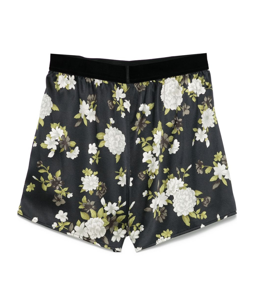 Tom Ford Floral Print Stretch Silk Satin Shorts In White/black