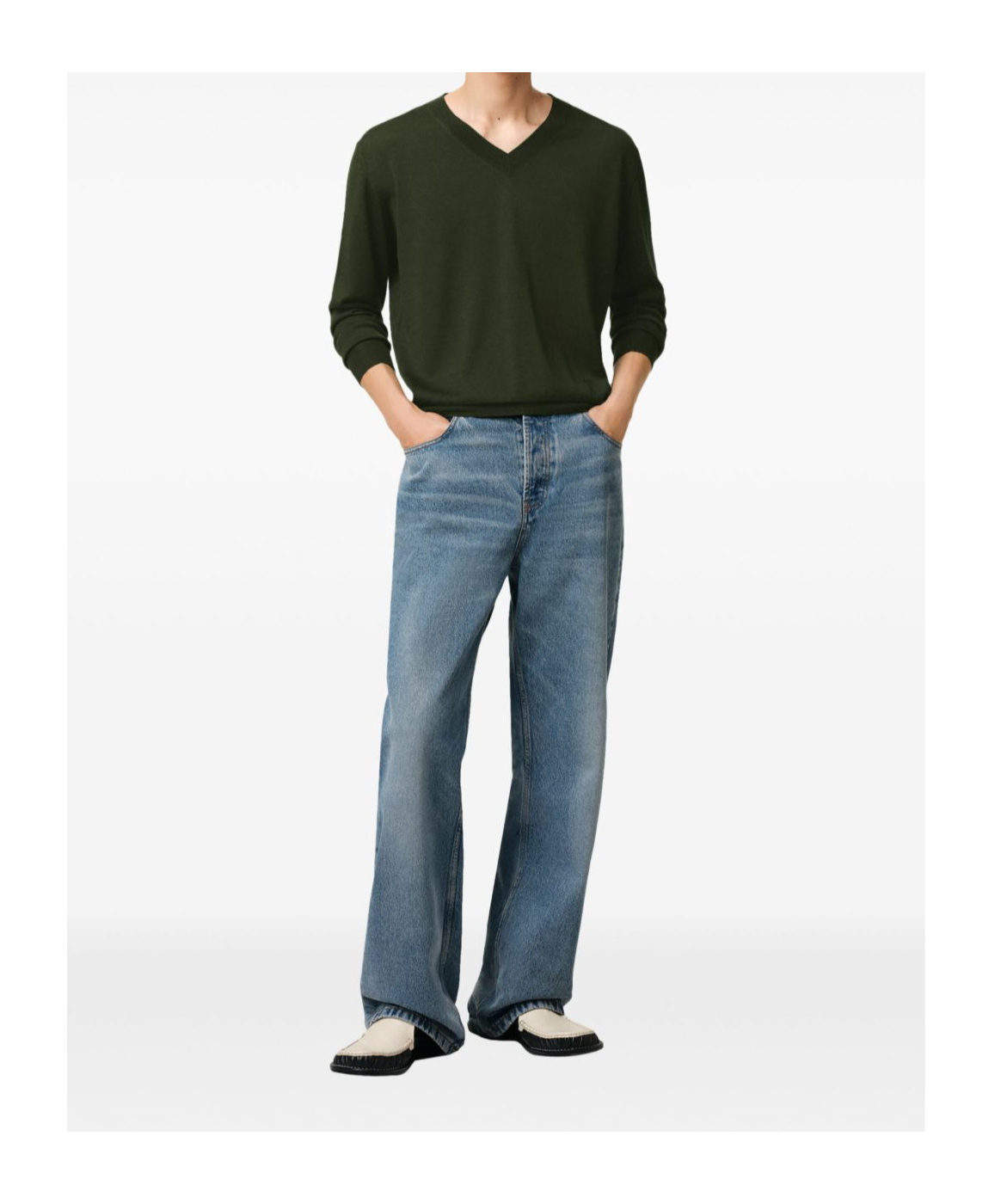 Ami Alexandre Mattiussi Slim Fit Knit Crewneck Sweater In Green