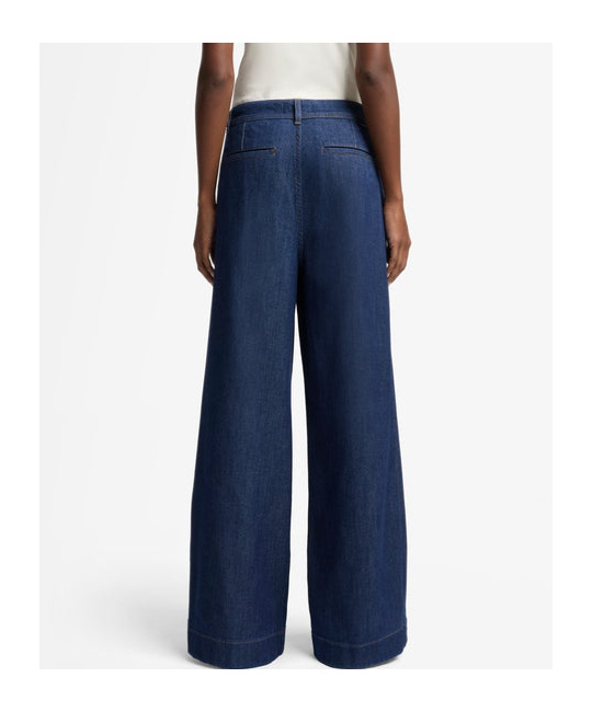 7 For All Mankind Weightless Denim Pleated Trouser In Blue