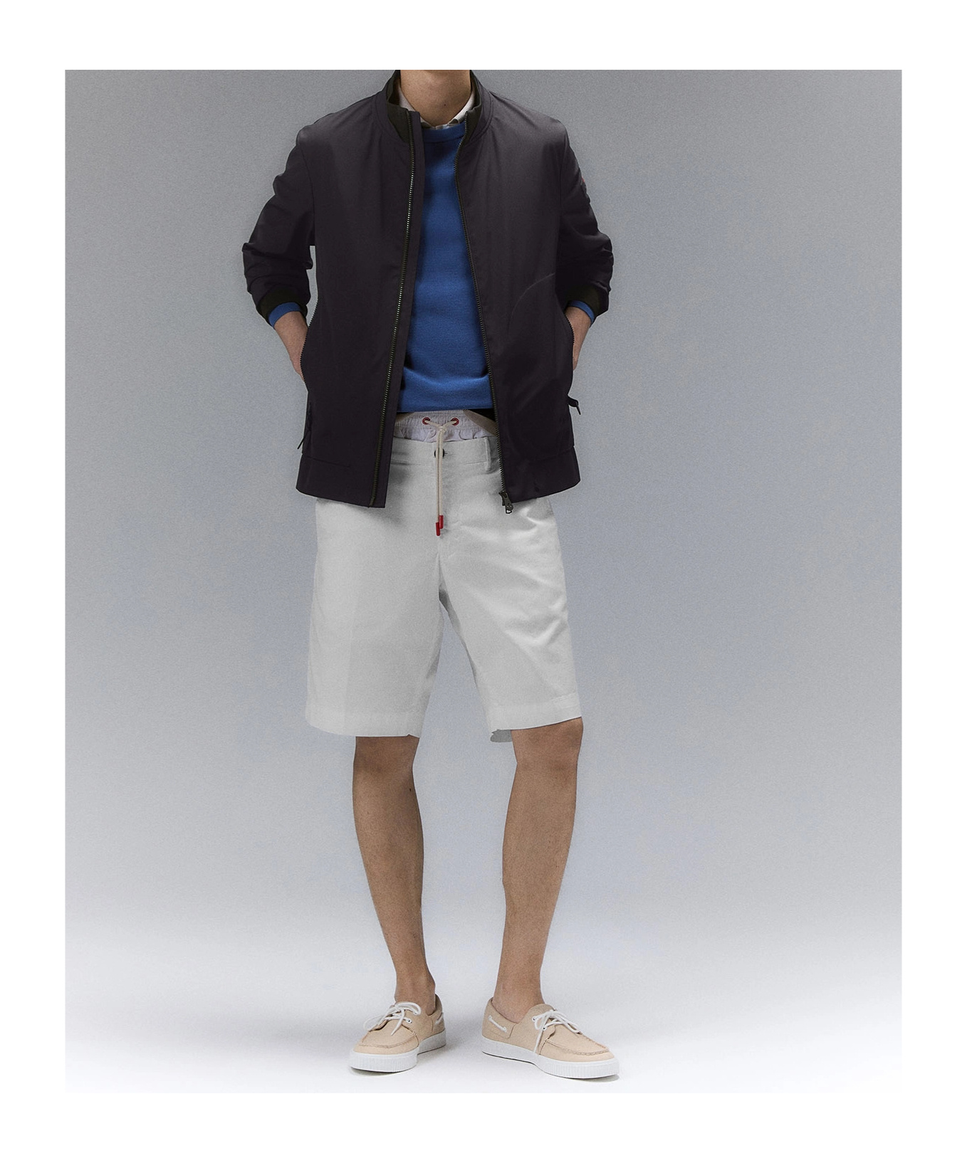 Peuterey Windproof Jacket With Elastic Details In Graphite Blue