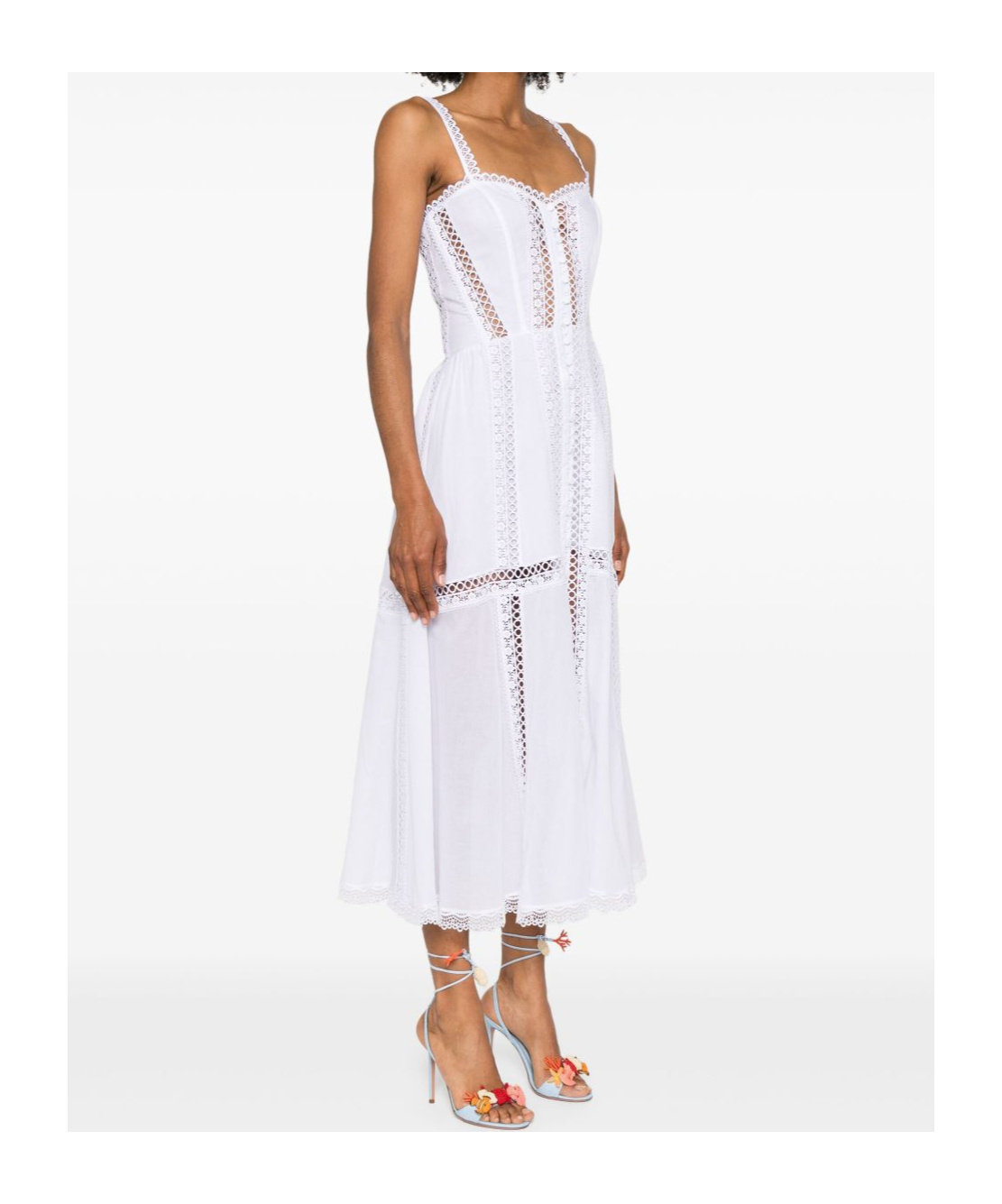 Charo Ruiz Ibiza Dafelle Lace-embellished Cotton-blend Midi Dress
