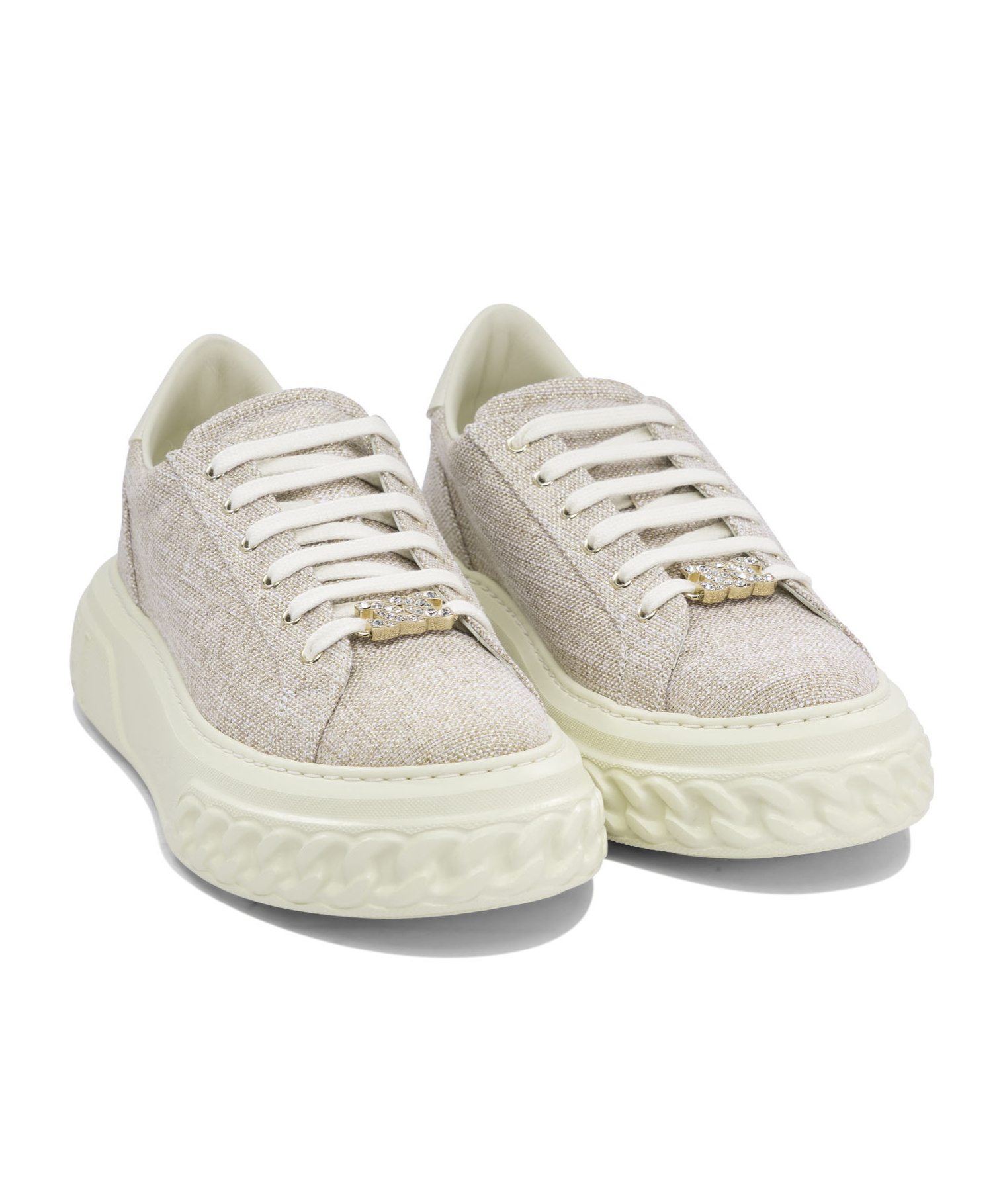 Casadei Platform Sneakers With Textured Upper In Nude