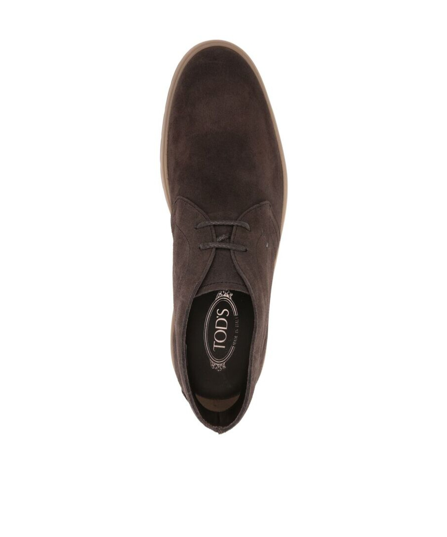 Tod's Round Toe Suede Ankle Boots In Brown