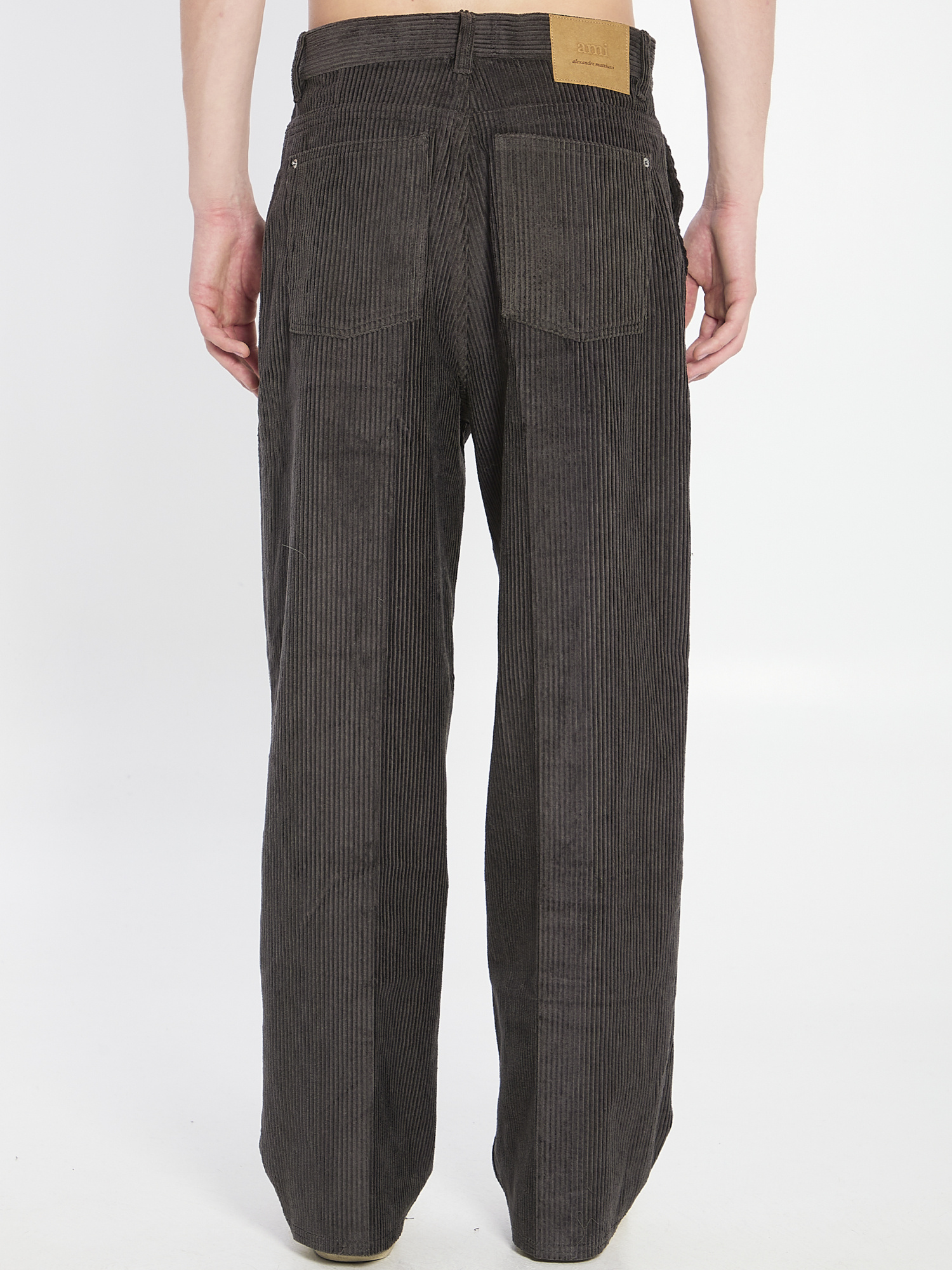 Ami Alexandre Mattiussi Ami Paris Grey Corduroy Wide-leg Trousers Ami Paris In Gray