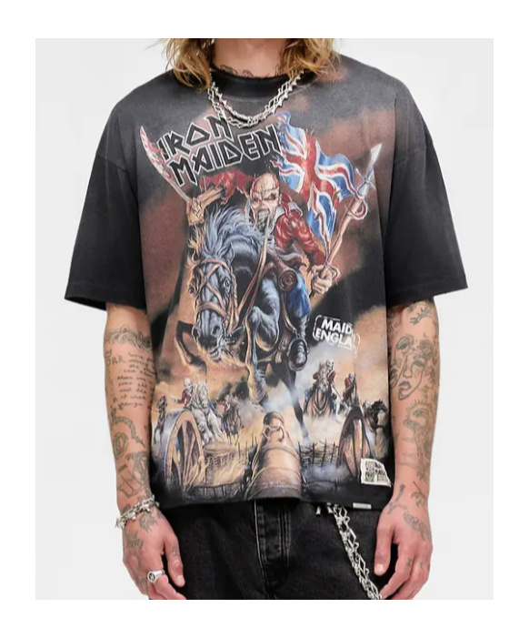 Represent X Iron Maiden Steed - Cotton Crew-neck T-shirt In Gray