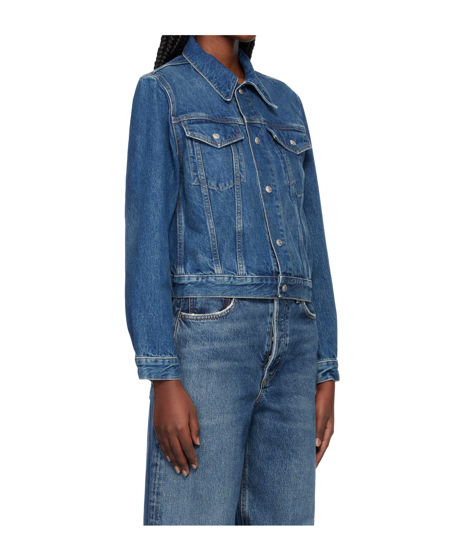 Re/done Baby Trucker Denim Jacket In Blue