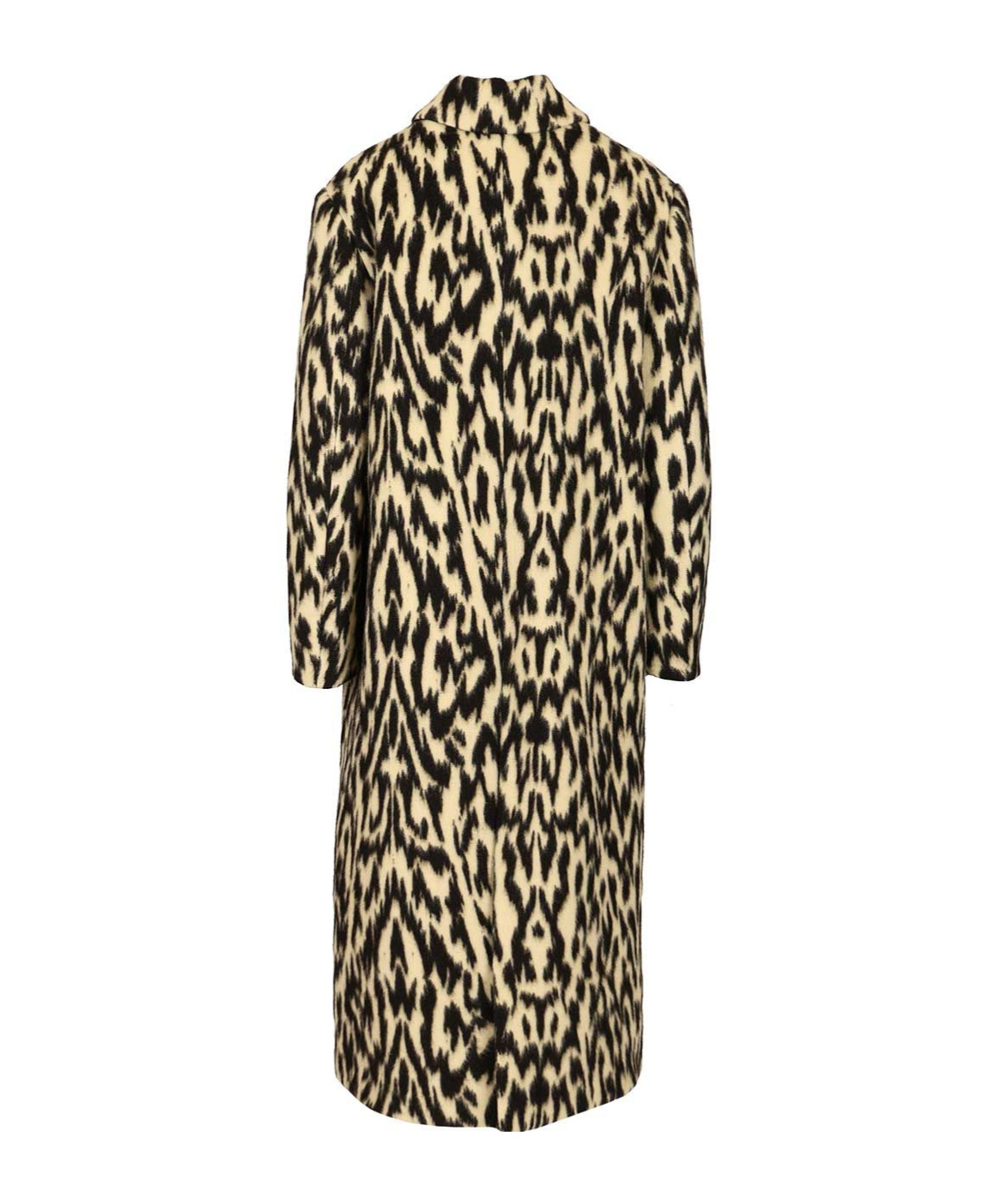 Forte Forte Long Animal Print Coat Featuring Pockets In Black