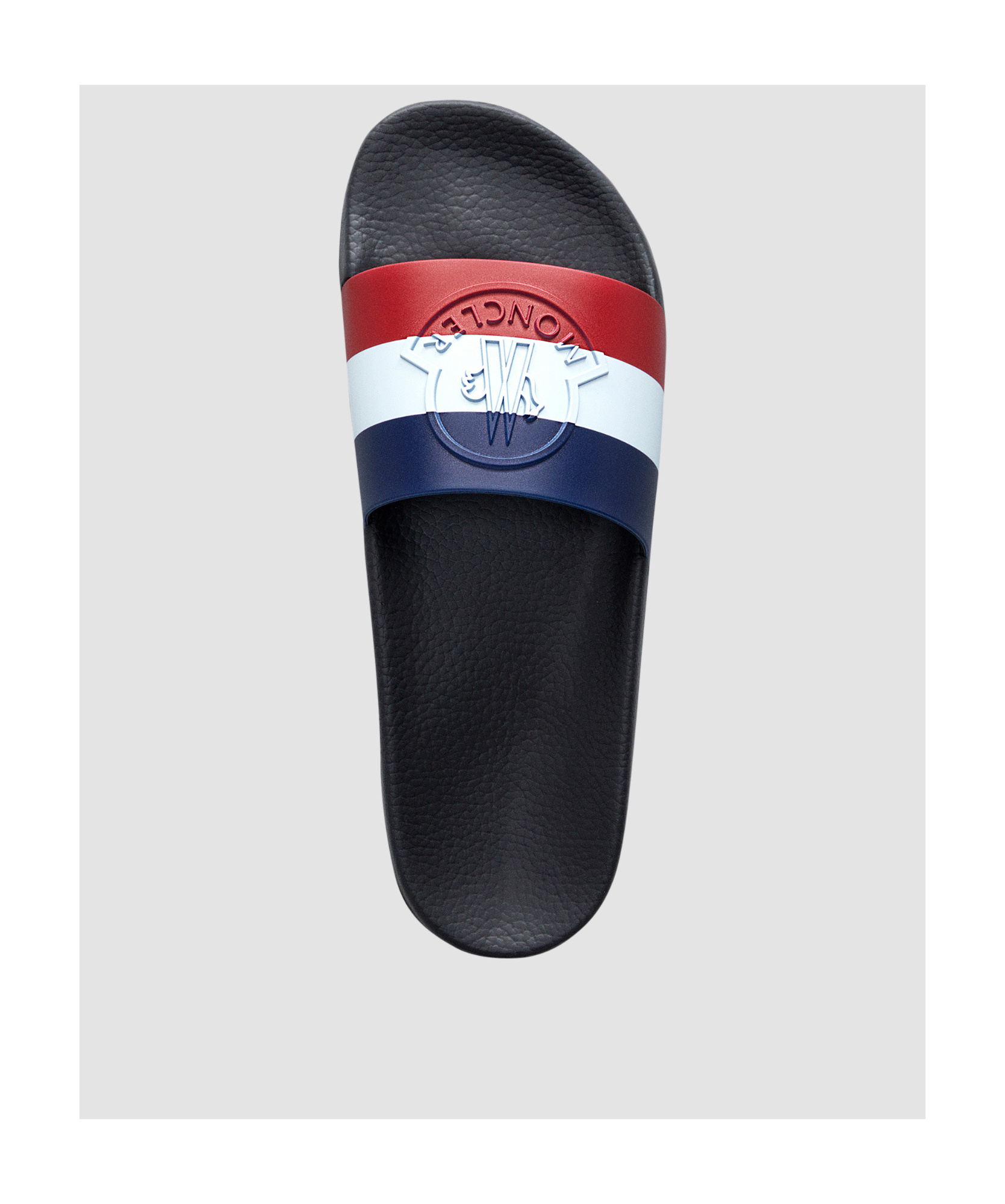 Moncler Basile Logo-embossed Striped Rubber Slides In Multi