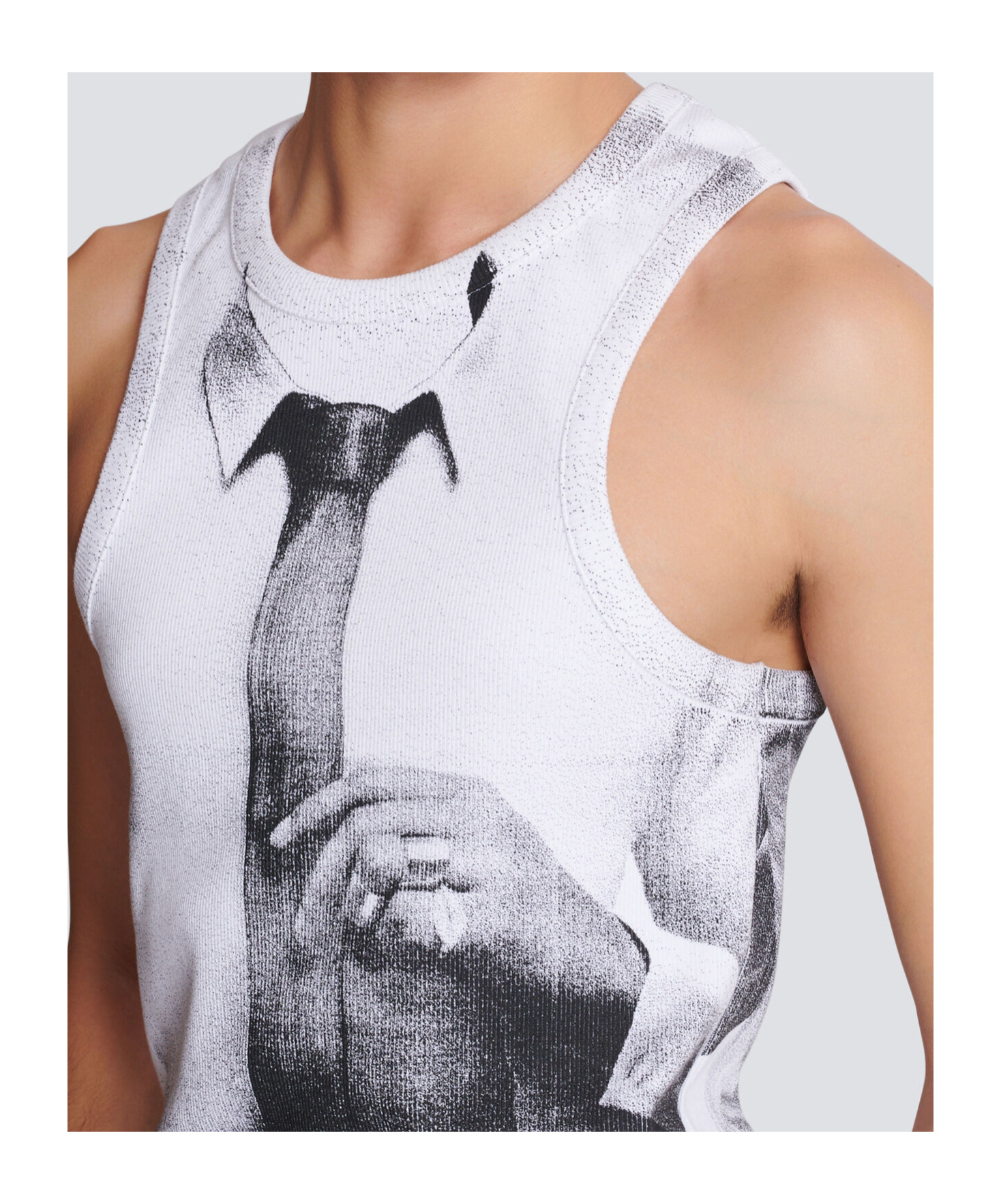 Balmain Tie Print Tank Top In White