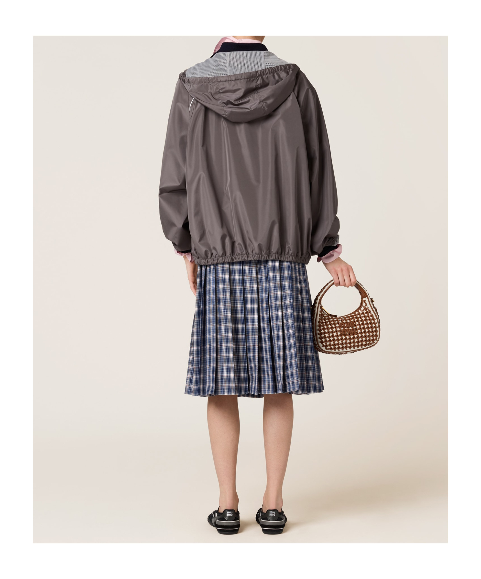 Miu Miu Women Logo Blouson Jacket In Gray