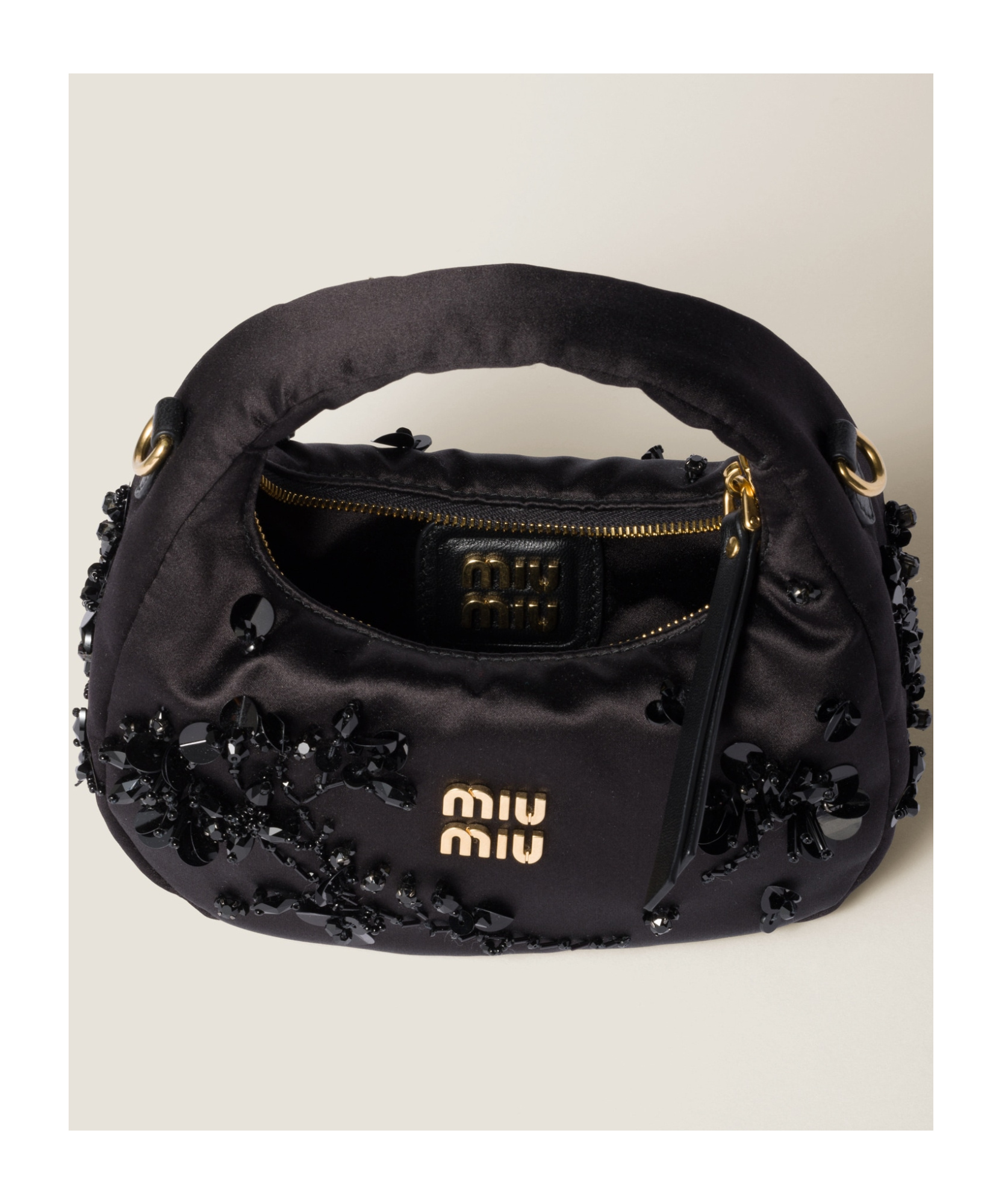 Miu Miu Embroidery Mini Bag In Black