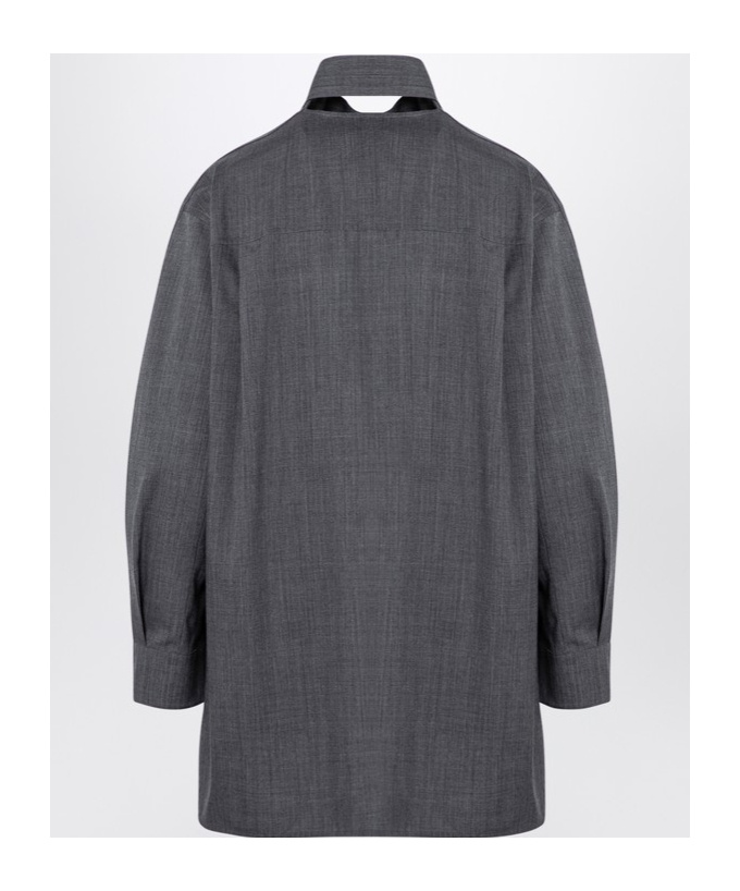 Jil Sander Grey Wool Shirt With Scarf In Black
