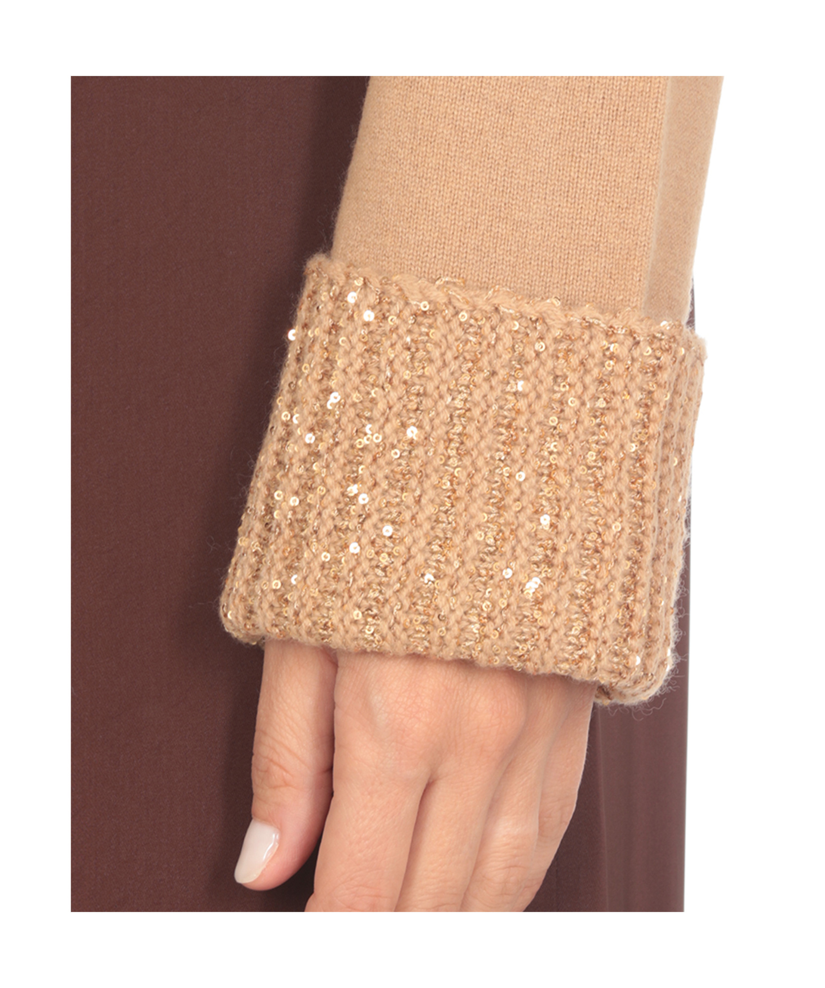 Fabiana Filippi Roll-neck Embellished Knitted Jumper In Nude