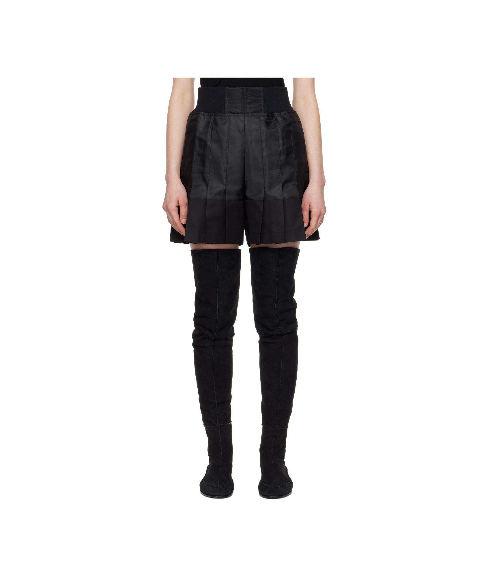 Sacai Black Nylon Twill & Gabardine Shorts In Black