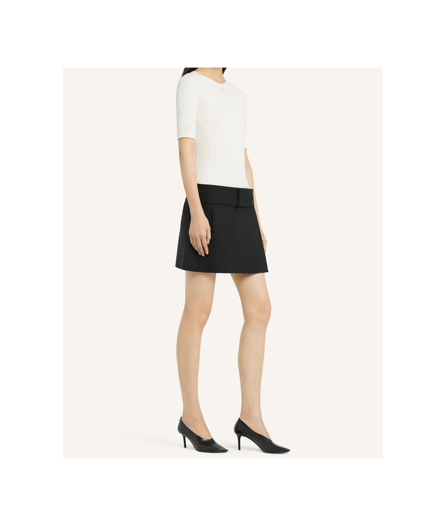 Courrèges Ribbed-knit Top In White