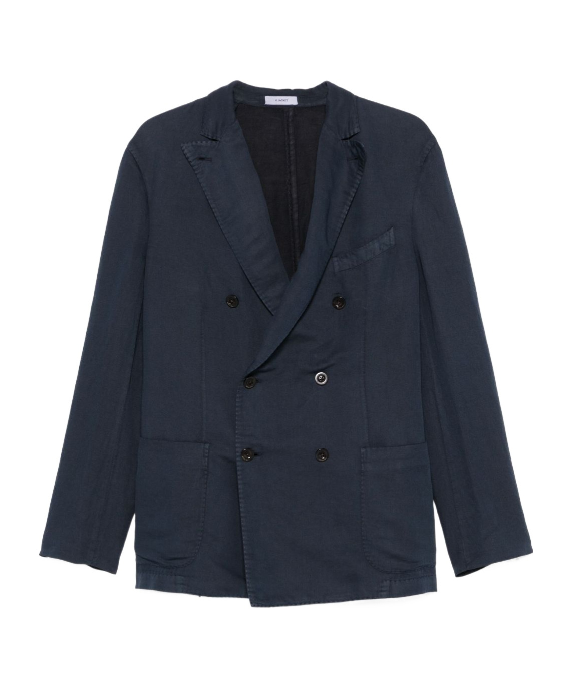 Boglioli Navy Blue Double-breasted Cotton Jacket In Black