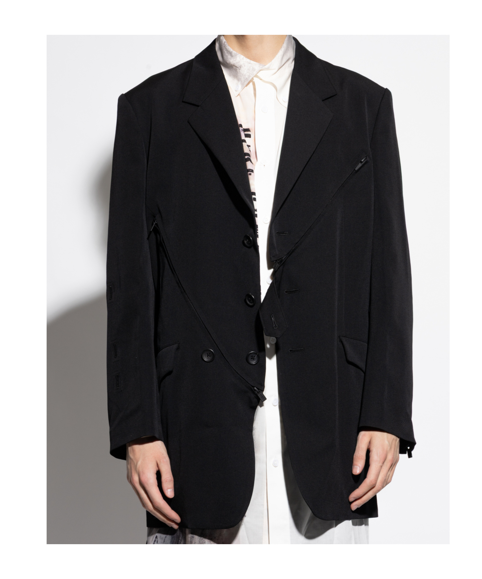 Shop Yohji Yamamoto Lapel Long-sleeved Suit Jacket In Black