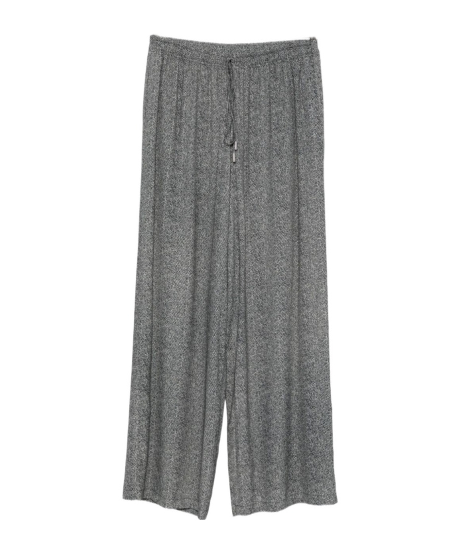 Ermanno Scervino Herringbone Drawstring Palazzo Pants In Gray