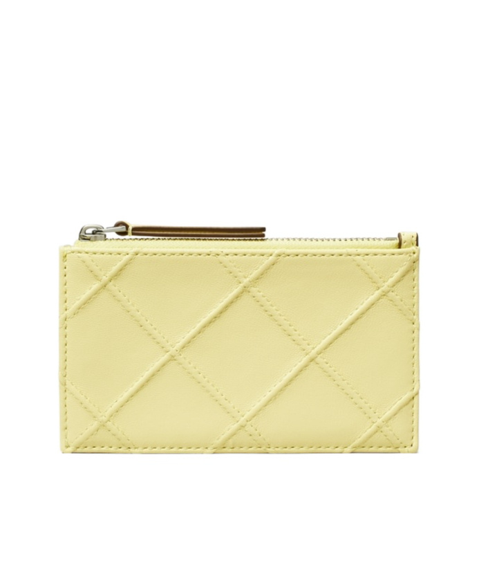 Tory Burch Fleming Soft Zip Card Case In Yellow