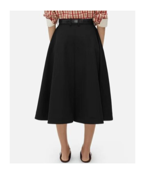 Bottega Veneta Stretch Cotton Blend Skirt With Button Embellishments In Black