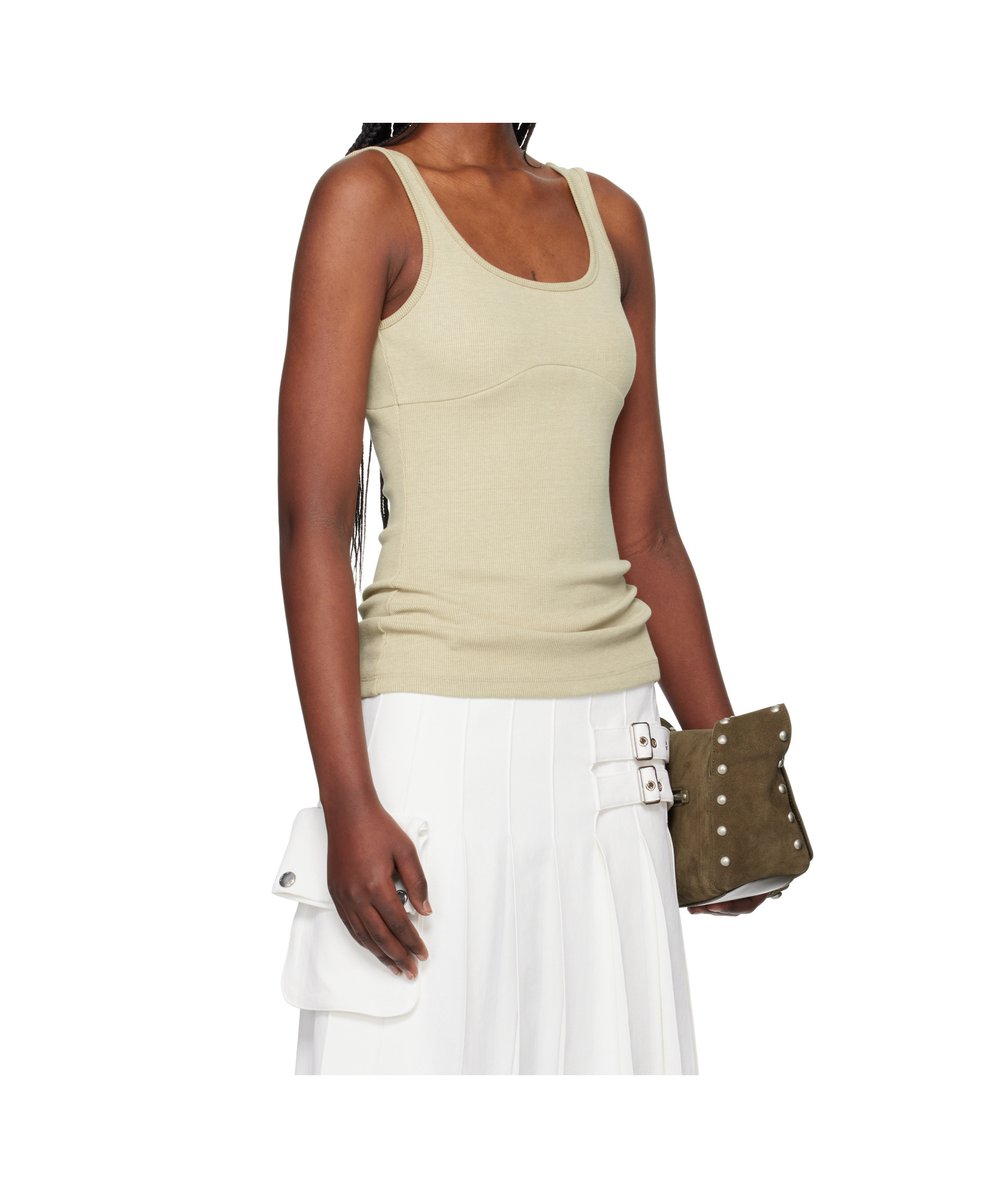 Open Yy Ribbed Vest In Neutral