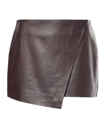 The Frankie Shop Cleo Leather Wrap Skirt In Brown