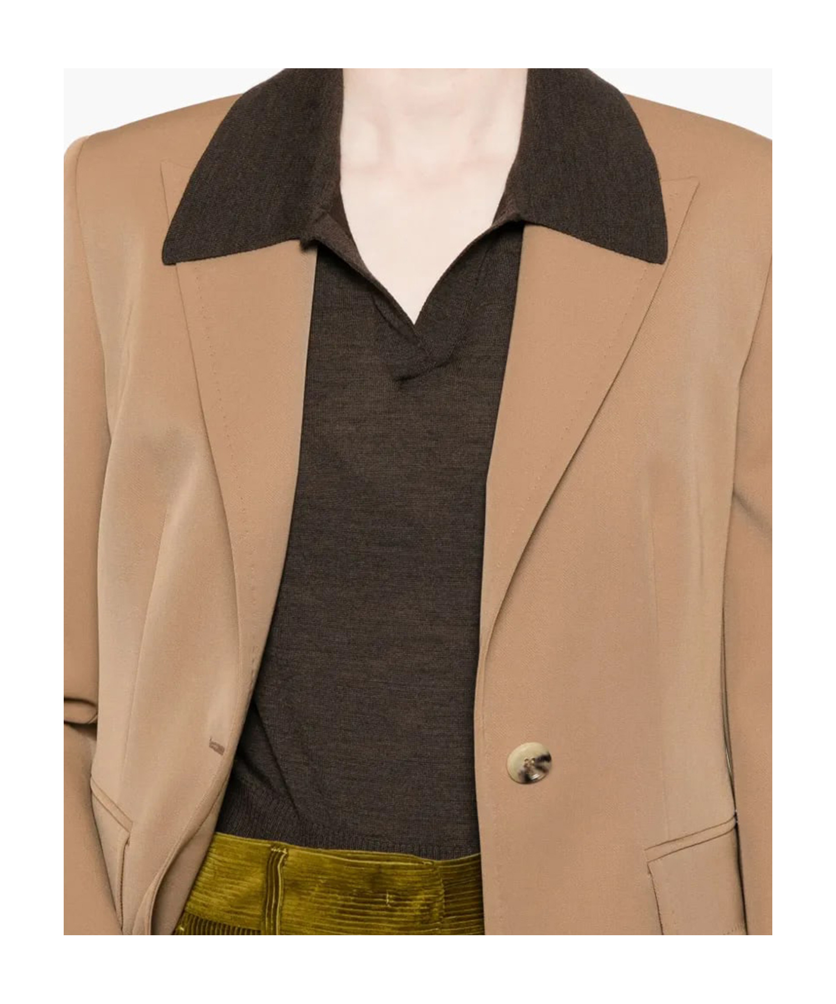 Max Mara Notched Lapels Single-breasted Jacket With Split Cuffs In Nude
