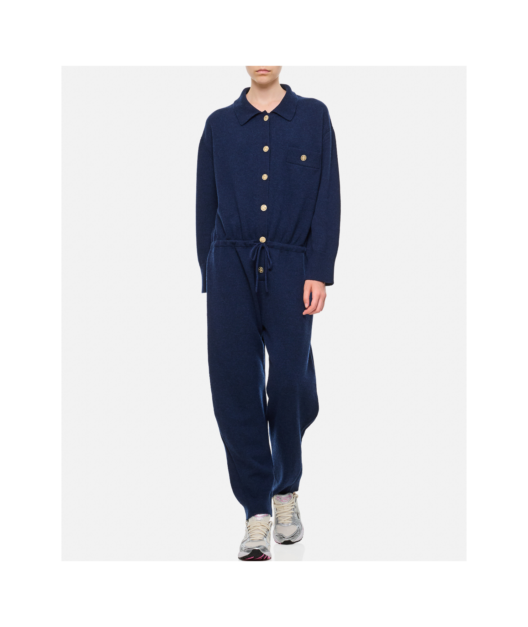 Barrie Button-fastening Drawstring Jumpsuit In Black