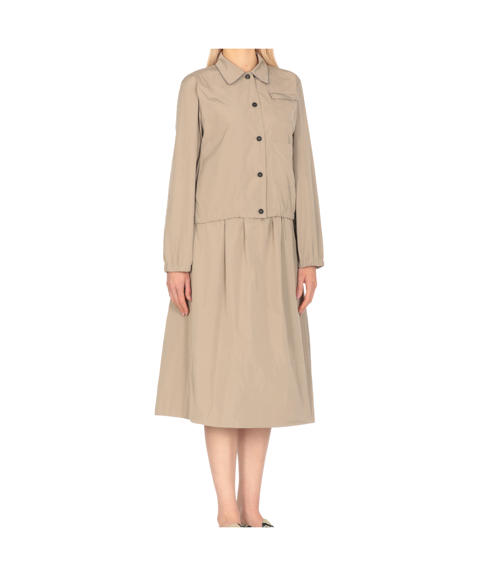 Fabiana Filippi Micro Faille Bomber Jacket In Brown