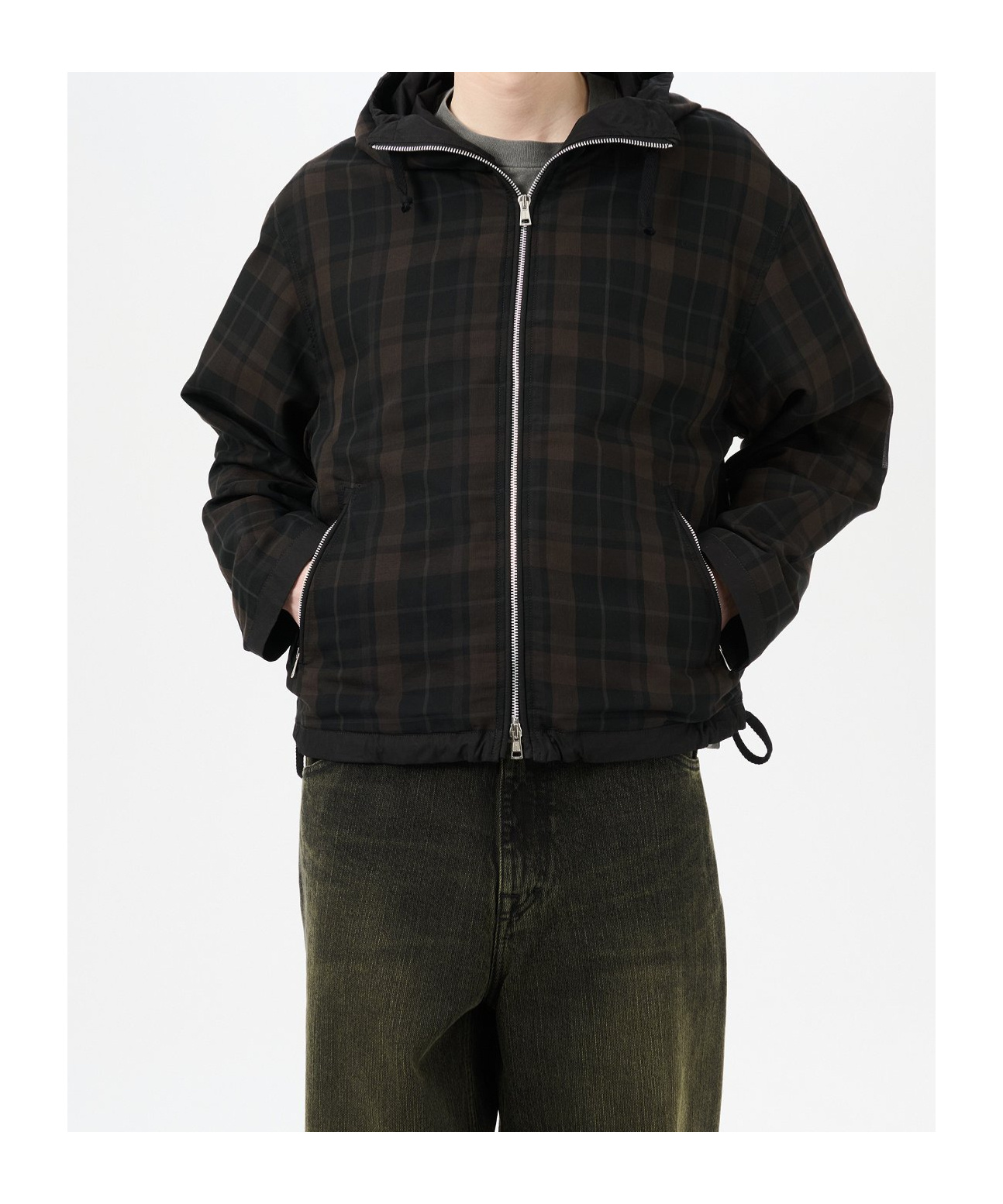Our Legacy Riviera Checked Shell Hooded Jacket In Black