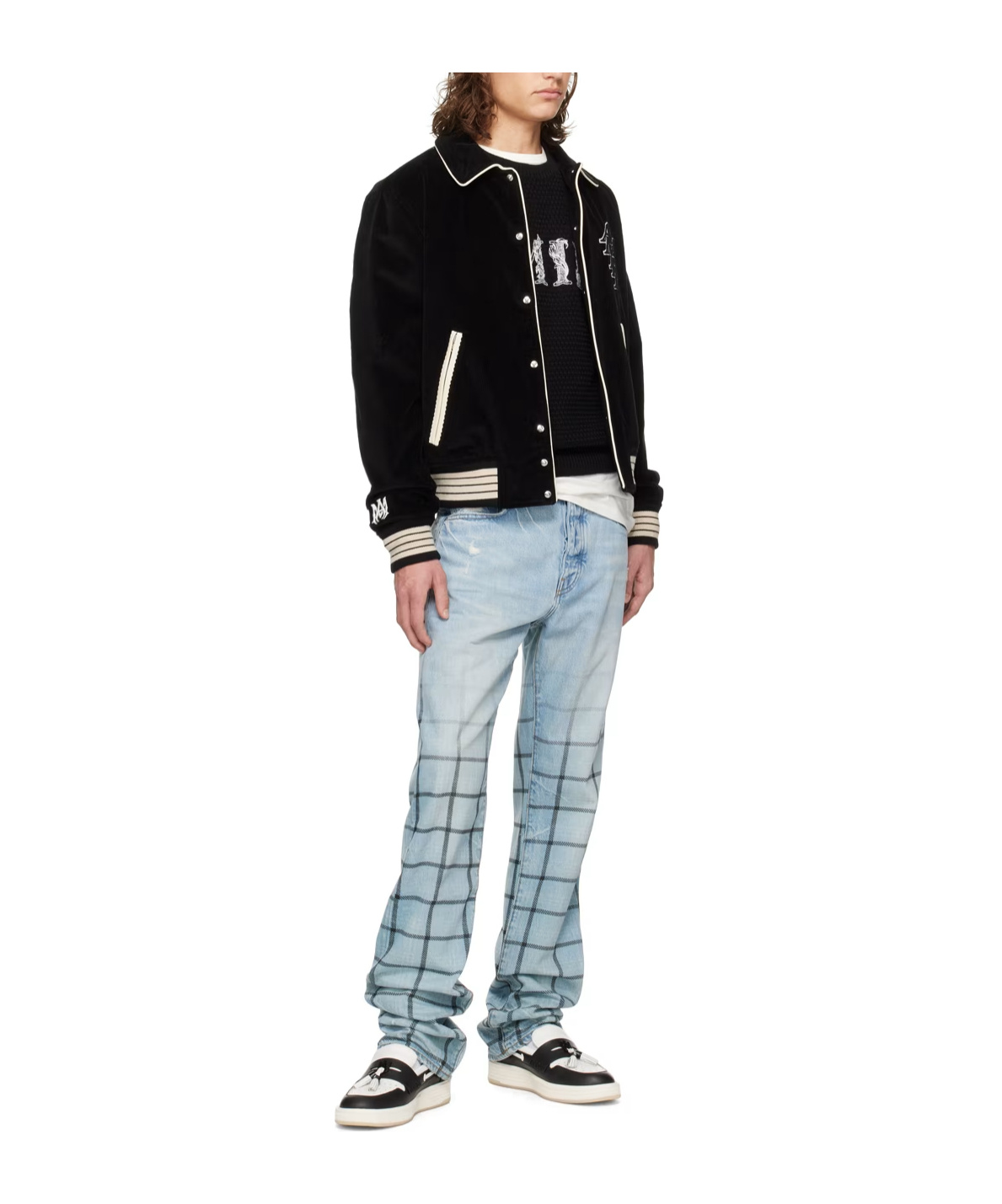 Amiri Blue Faded Out Plaid Jeans In Blue