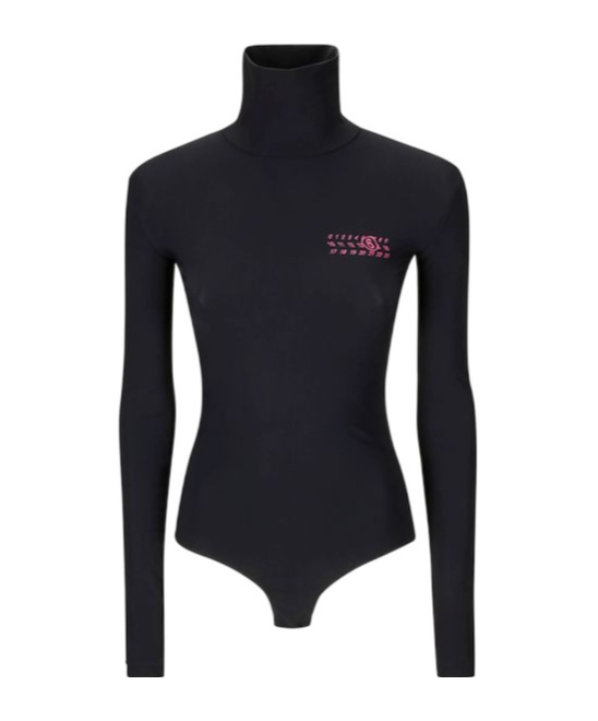Mm6 Maison Margiela Number Printed Bodysuit In Black