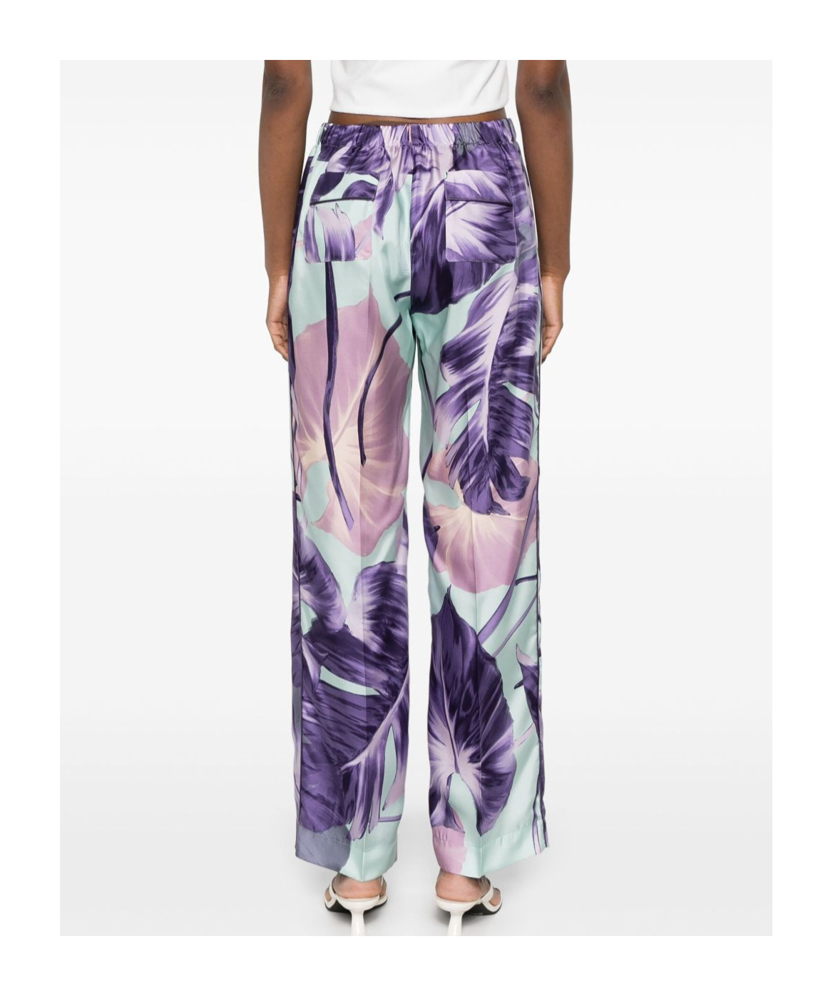 F.r.s For Restless Sleepers For Restless Sleepers Printed Silk Trousers In Purple