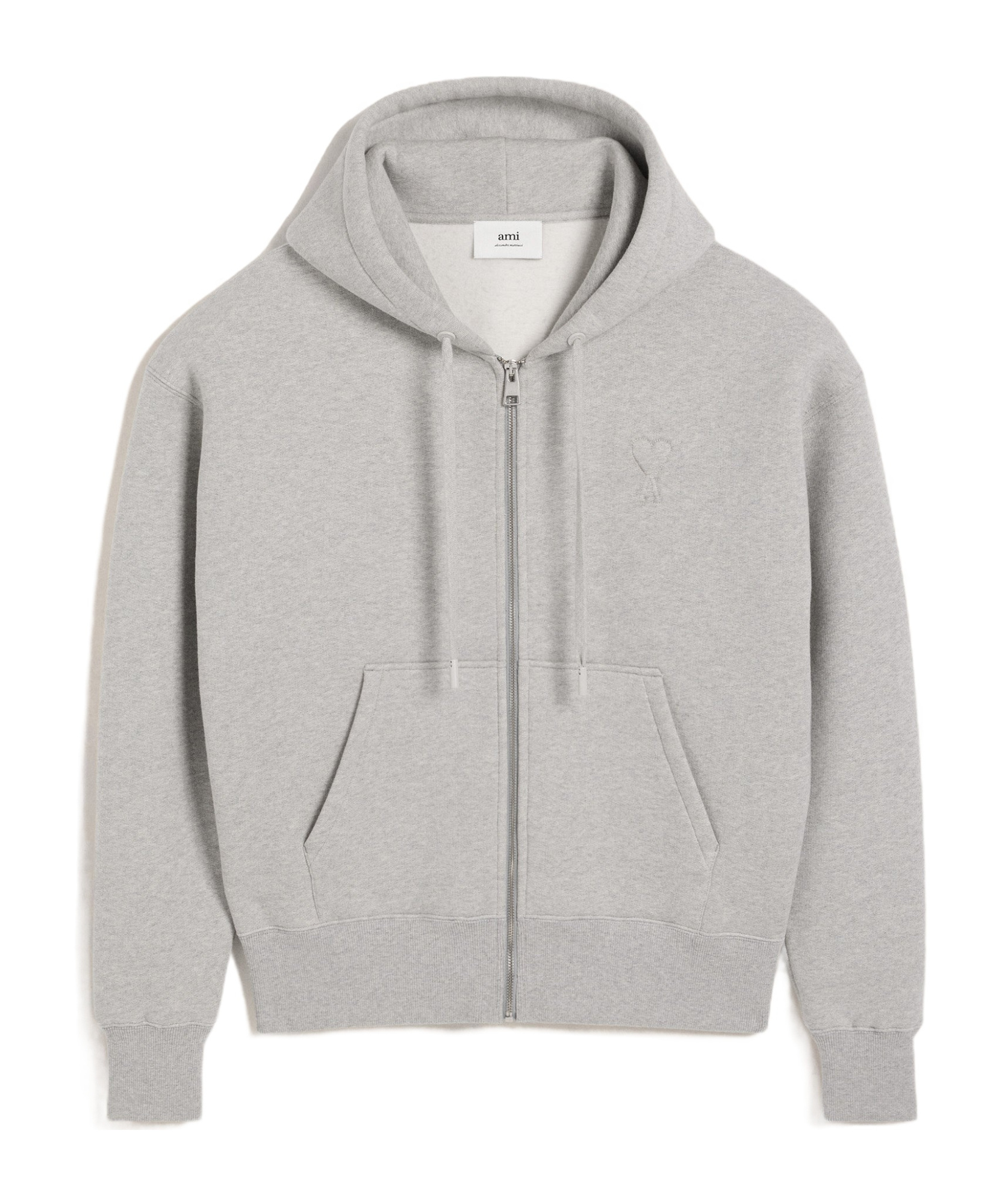 Ami Alexandre Mattiussi Zippered Ami De Coeur Hoodie In Gray