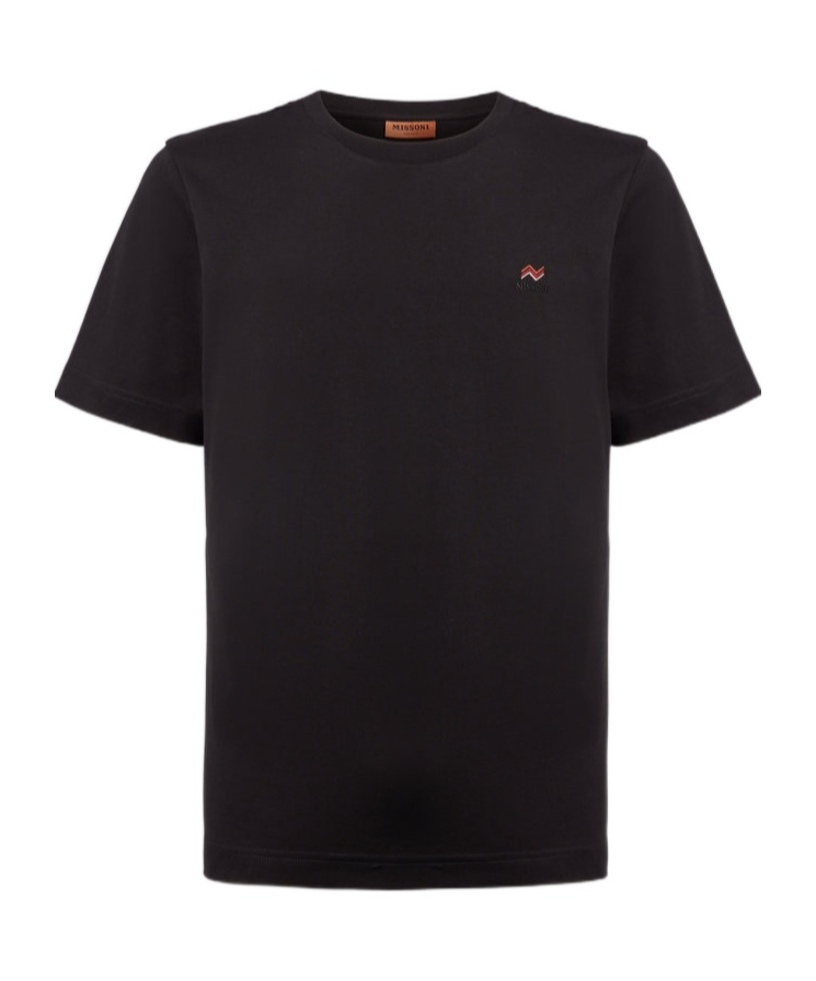 Missoni Logo Embroidery Cotton Jersey T-shirt In Blue