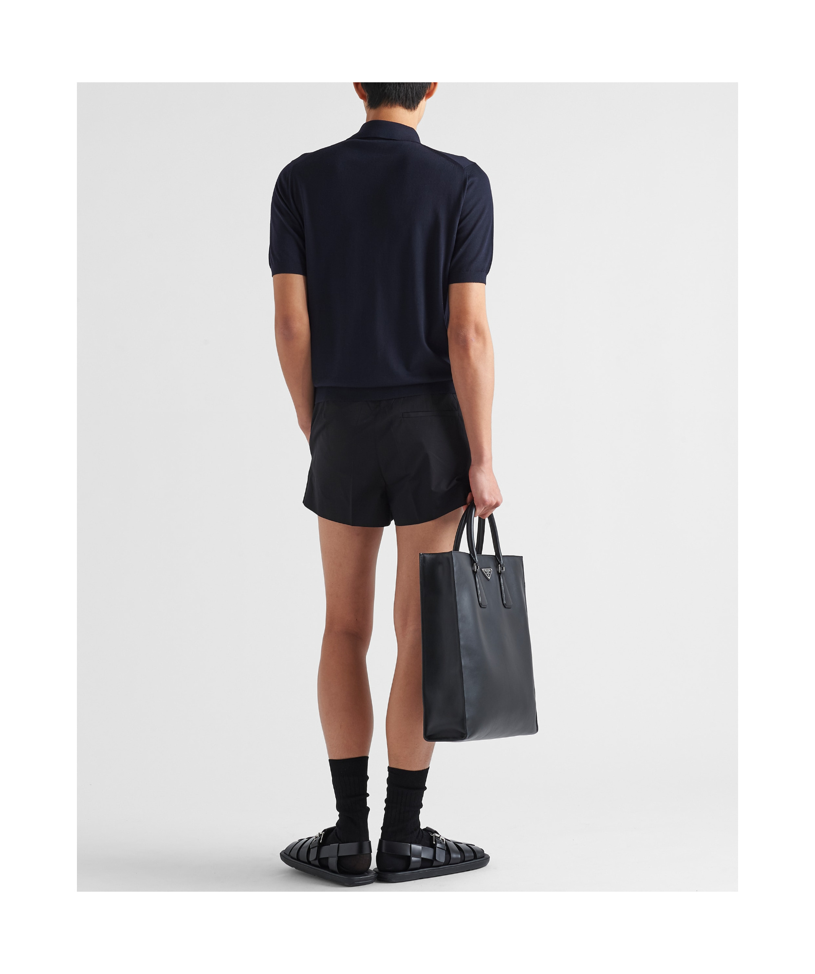 Prada Superfine Wool Polo Shirt In Blue