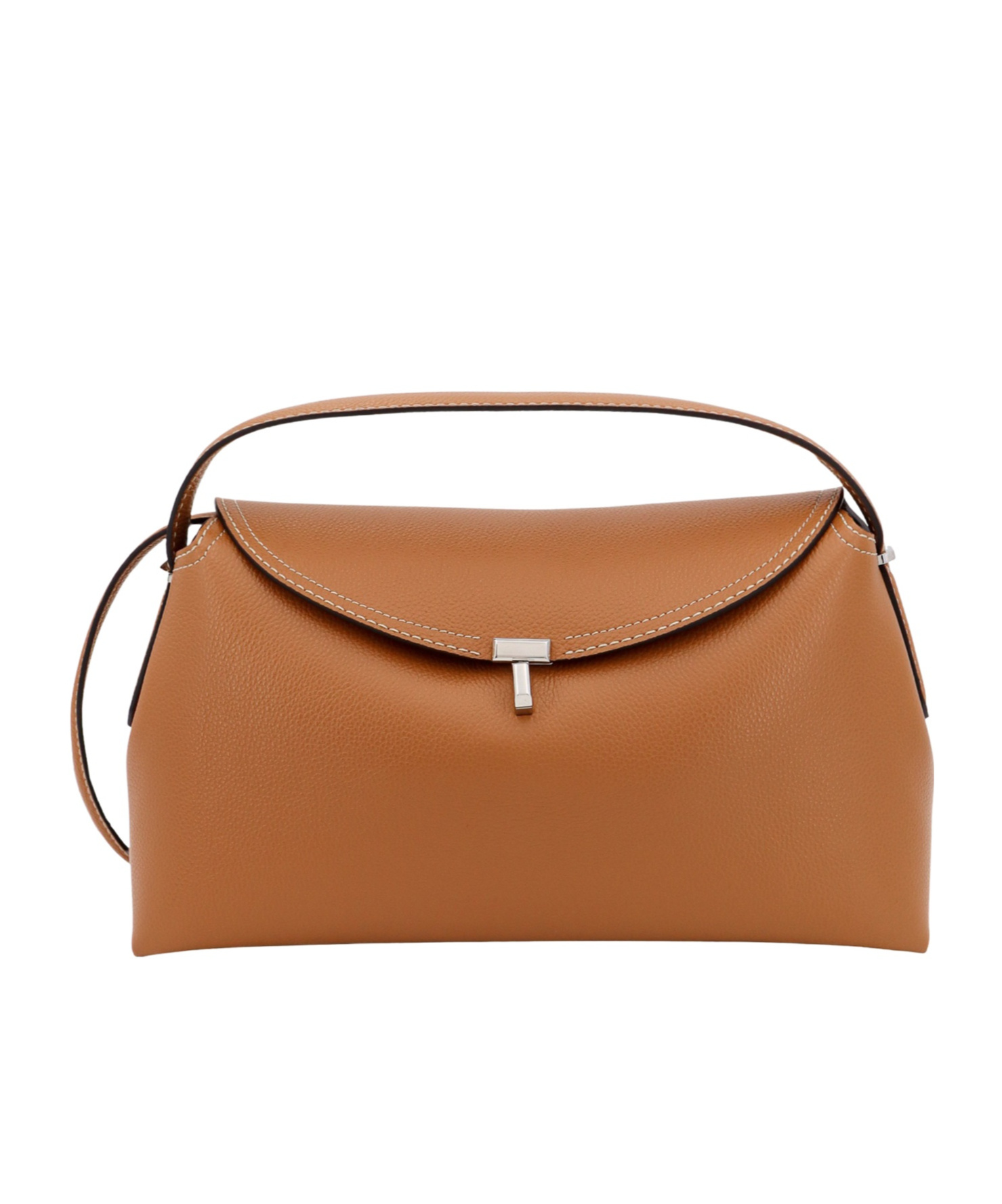 Totême T-lock Leather Tote Bag In Brown